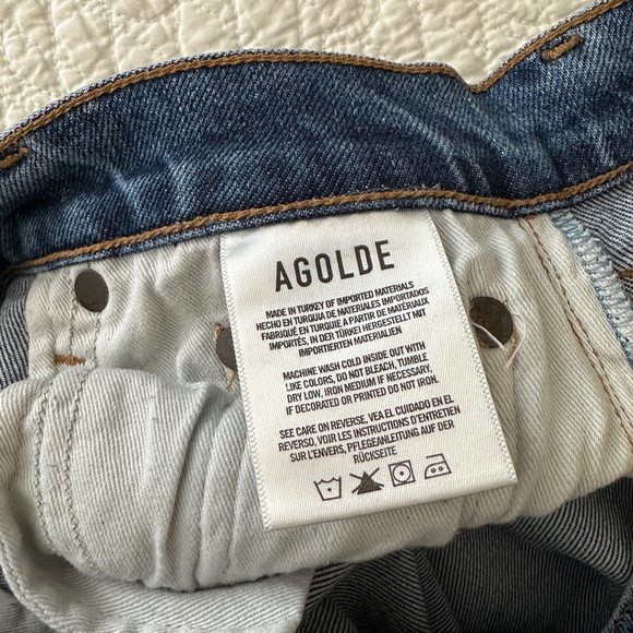 AGOLDE Women’s Toni Mid Rise Straight Leg Jeans Obscure Blue Size 24 - Picture 6 of 14